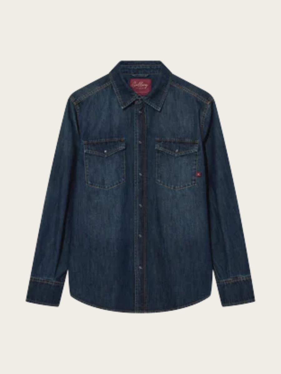 DAVID SNAP DENIM SHIRT, DARK BLUE DENIM