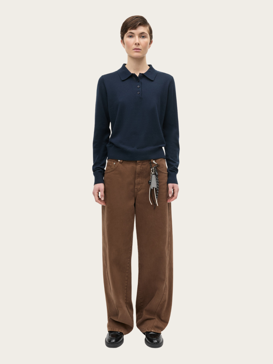 FINE MERINO ROSA POLO KNIT, SKY CAPTAIN