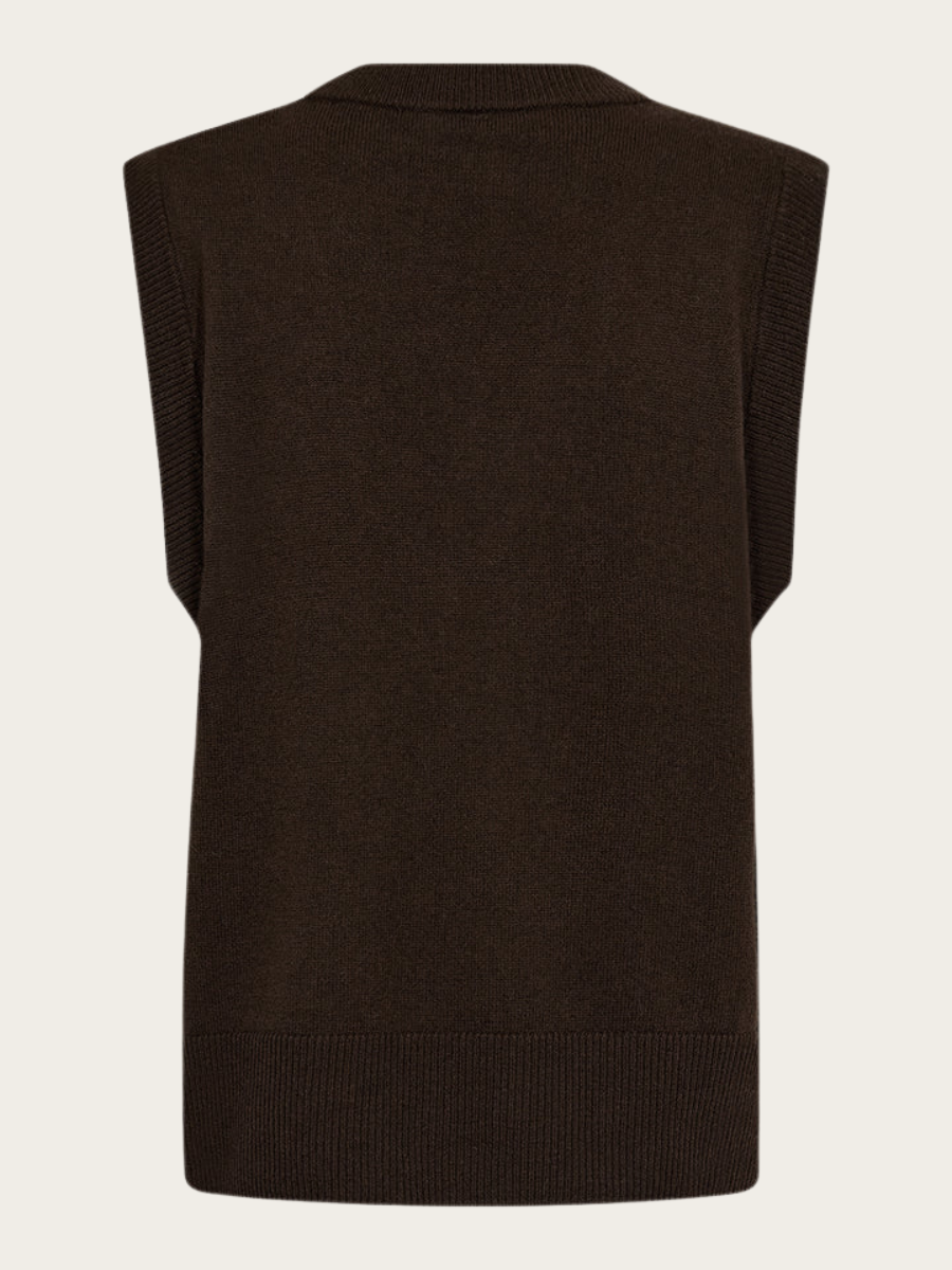 ABBY VEST KNIT, BLACK COFFEE