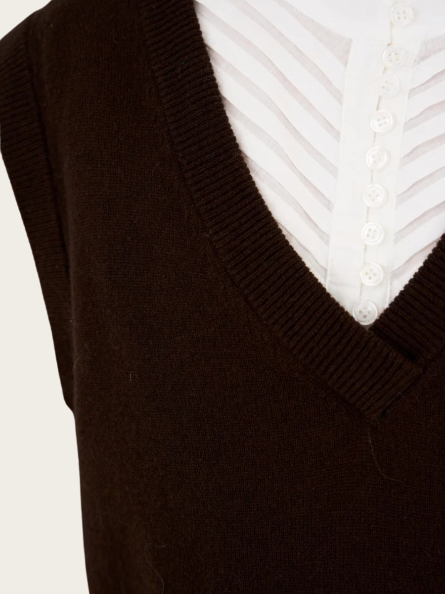 ABBY VEST KNIT, BLACK COFFEE