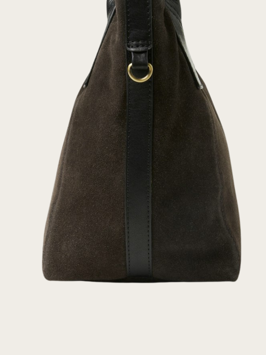 INES MINI TOTE BAG, DARK BROWN