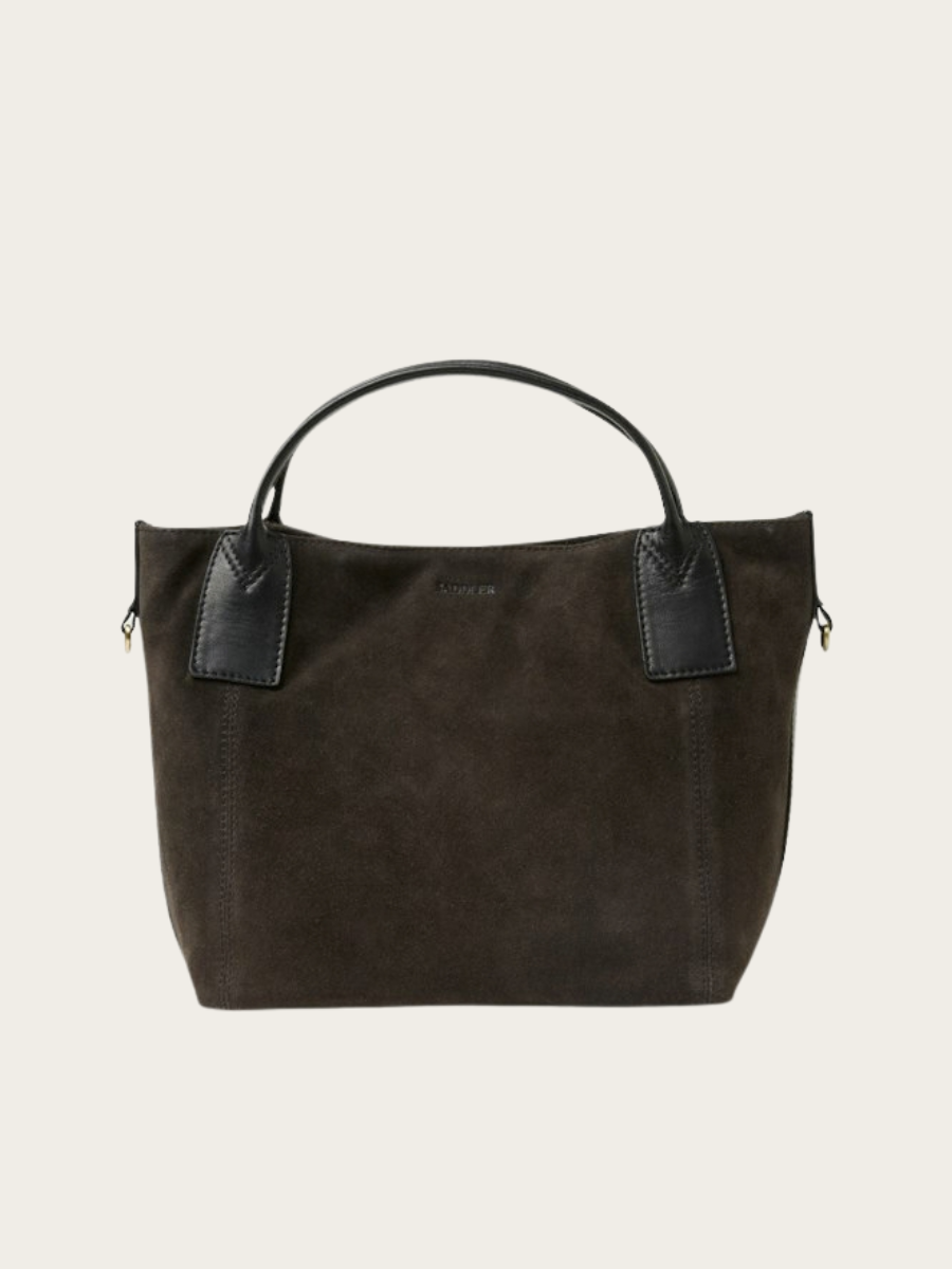 INES MINI TOTE BAG, DARK BROWN