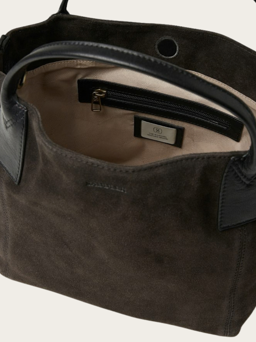 INES MINI TOTE BAG, DARK BROWN