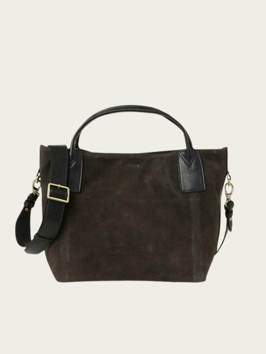 INES MINI TOTE BAG, DARK BROWN