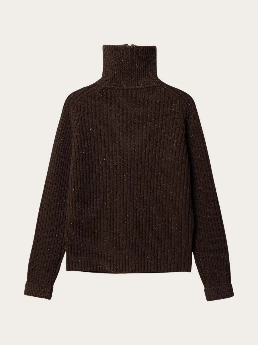 CALLUM ZIP KNIT CARDIGAN, HOT FUDGE BROWN