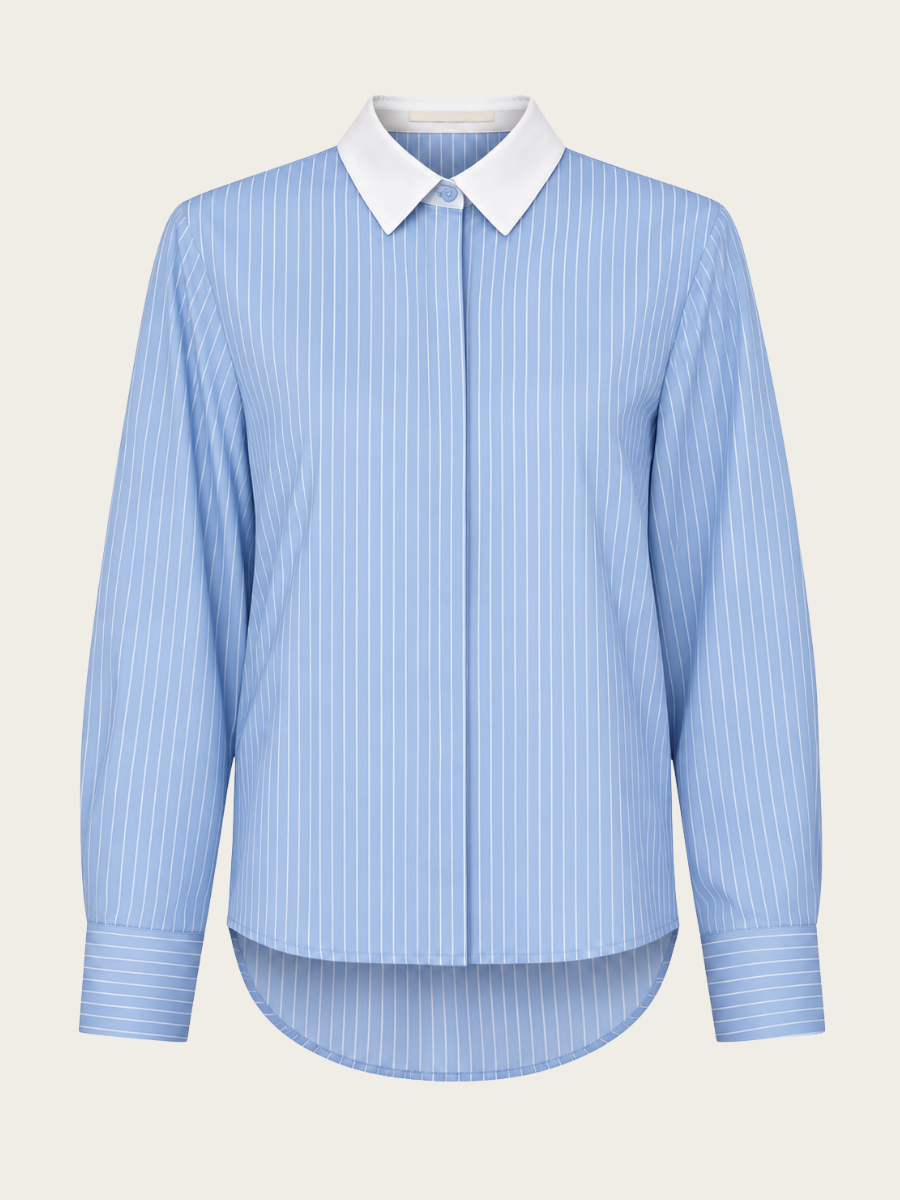 STRIPED BAMBOO SHIRT, LIGHT BLUE STRIPE