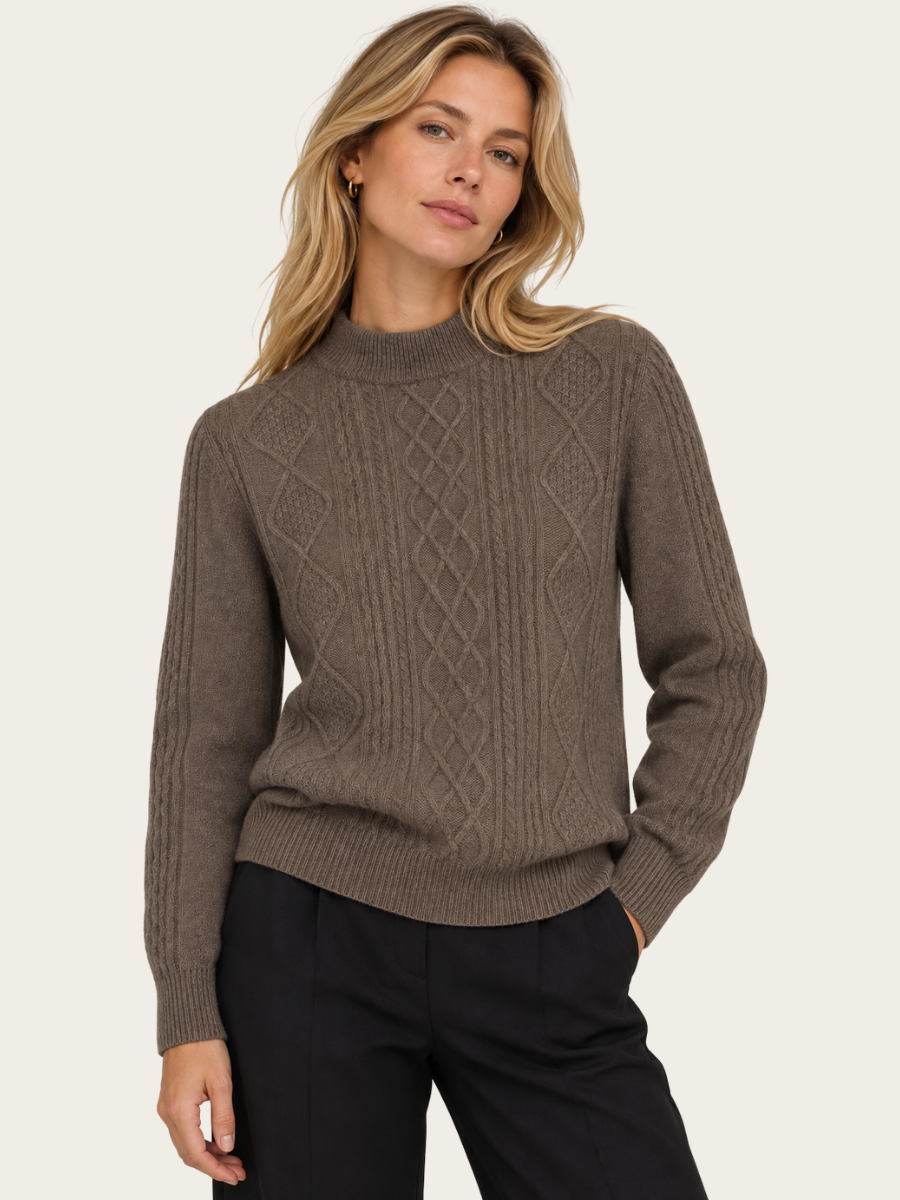 INES PURE CASHMERE PULL OVER, DARK BROWN