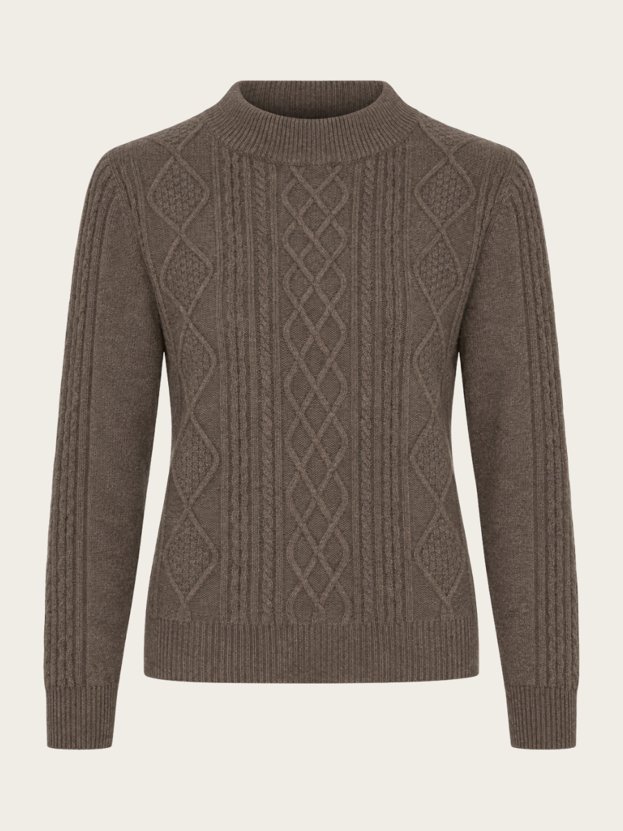 INES PURE CASHMERE PULL OVER, DARK BROWN
