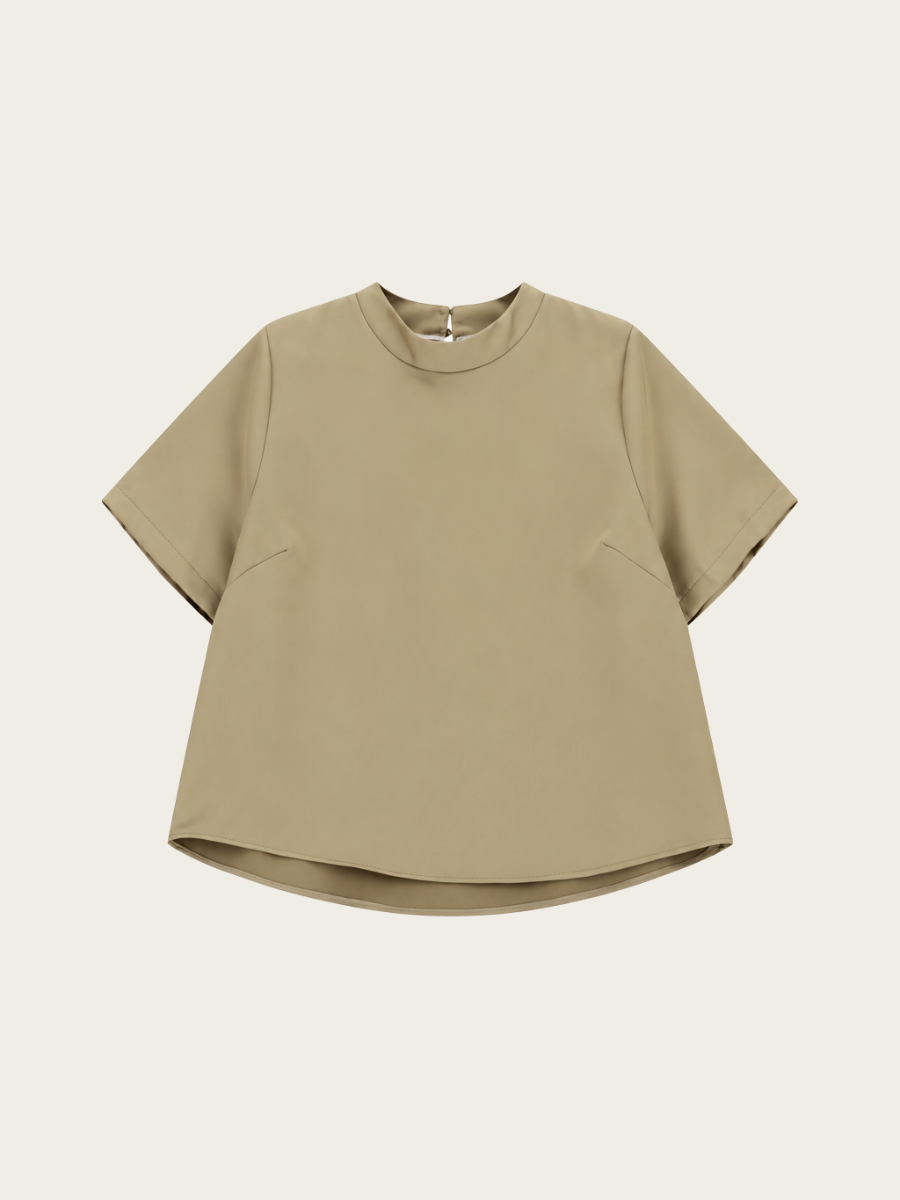 SHORT SLEEVED BLOUSE, BEIGE