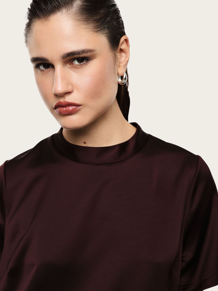 SHORT SLEEVED BLOUSE, PLUM NOIR