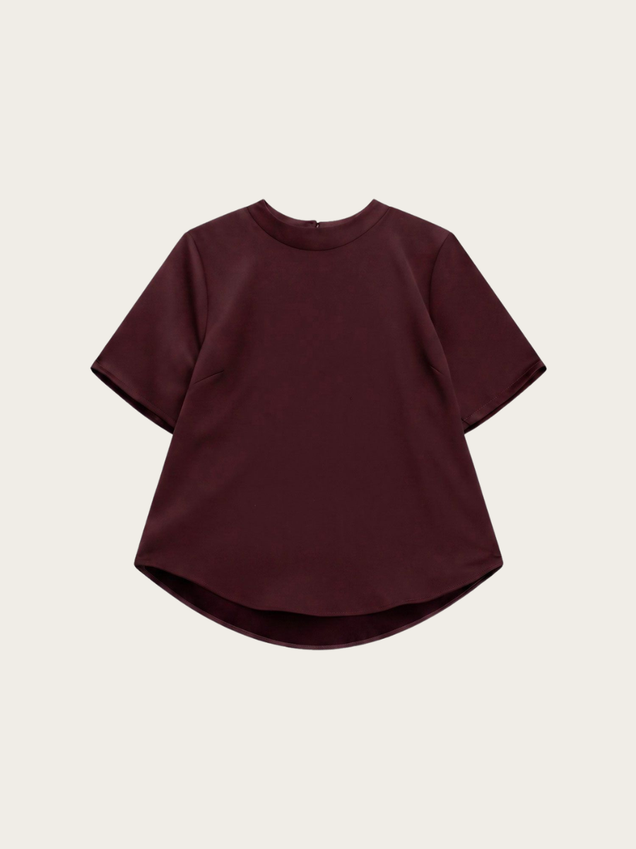 SHORT SLEEVED BLOUSE, PLUM NOIR
