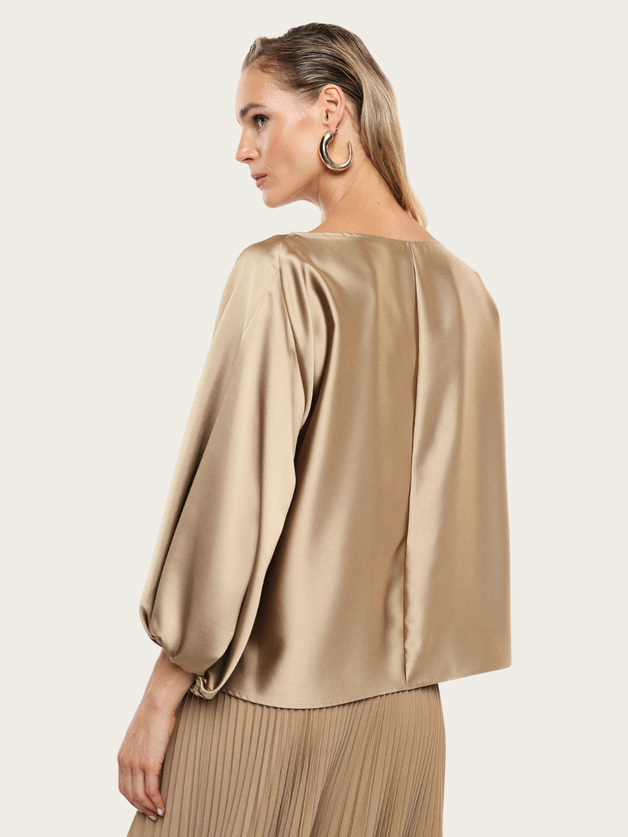WIDE FIT BOAT-NK BLOUSE, BEIGE