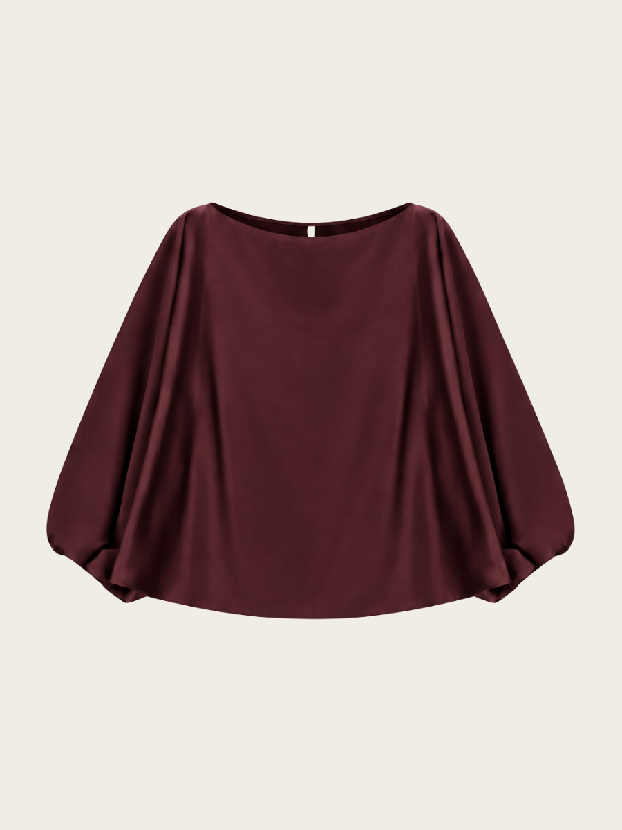 WIDE FIT BOAT-NK BLOUSE, PLUM NOIR