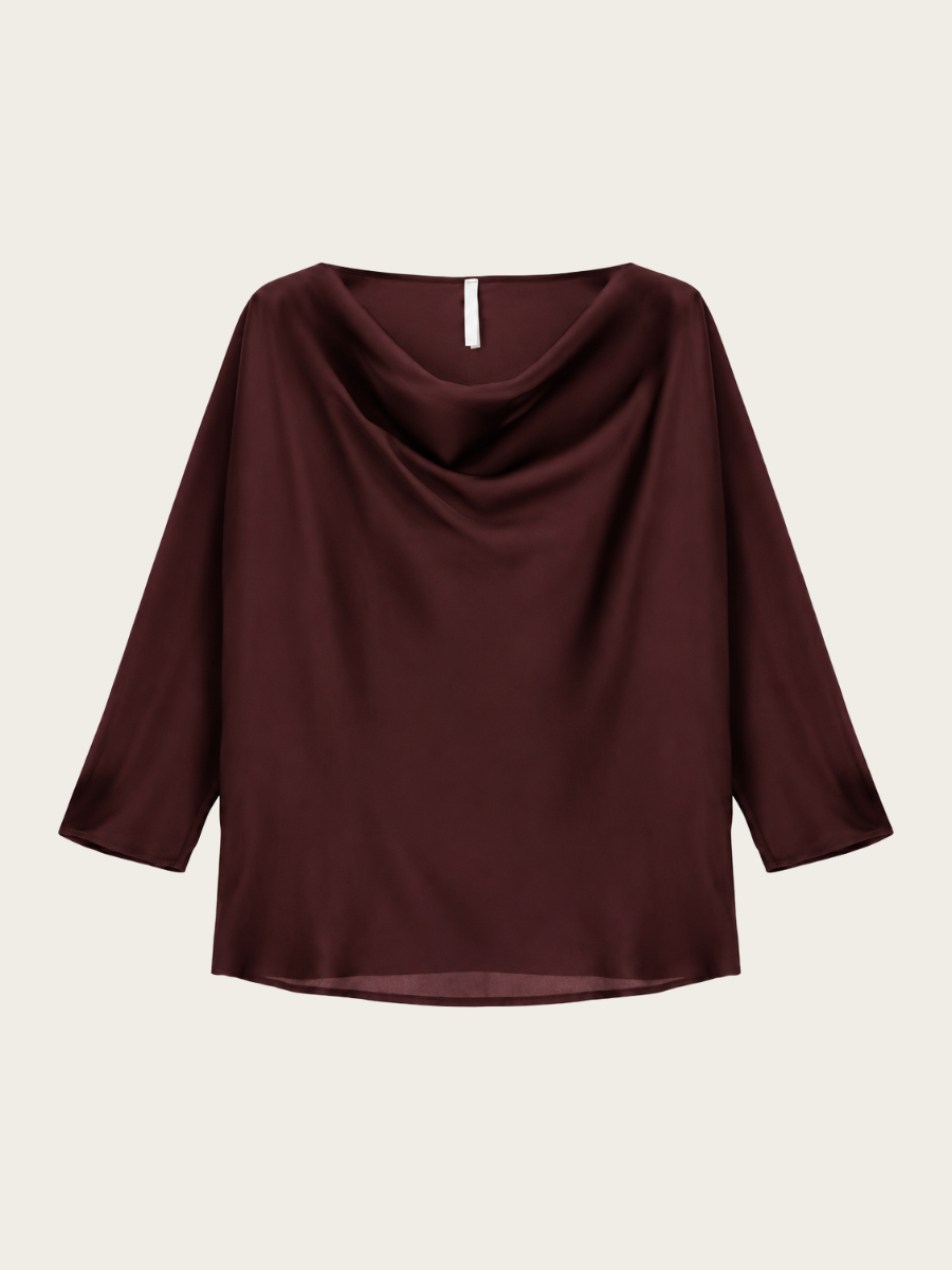 WATERFALL BLOUSE, PLUM NOIR