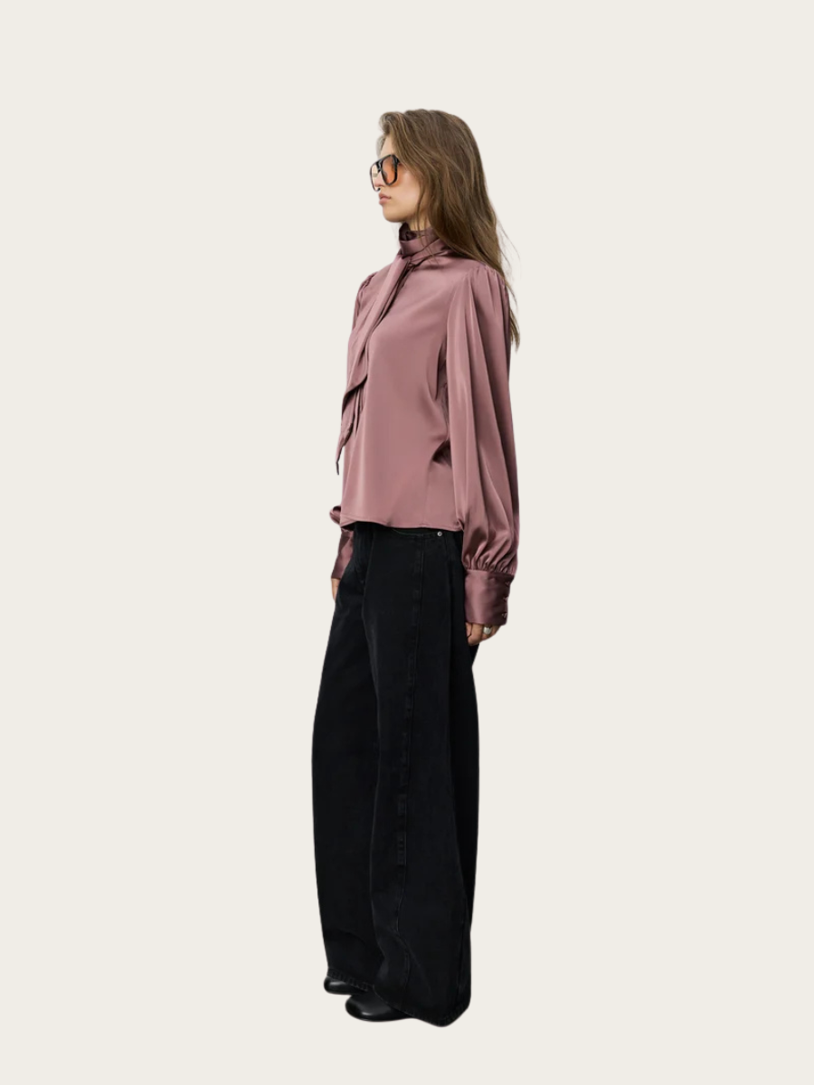 CARINA SATIN SHIRT, DUSTY PLUM
