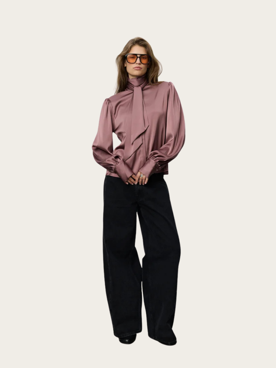 CARINA SATIN SHIRT, DUSTY PLUM