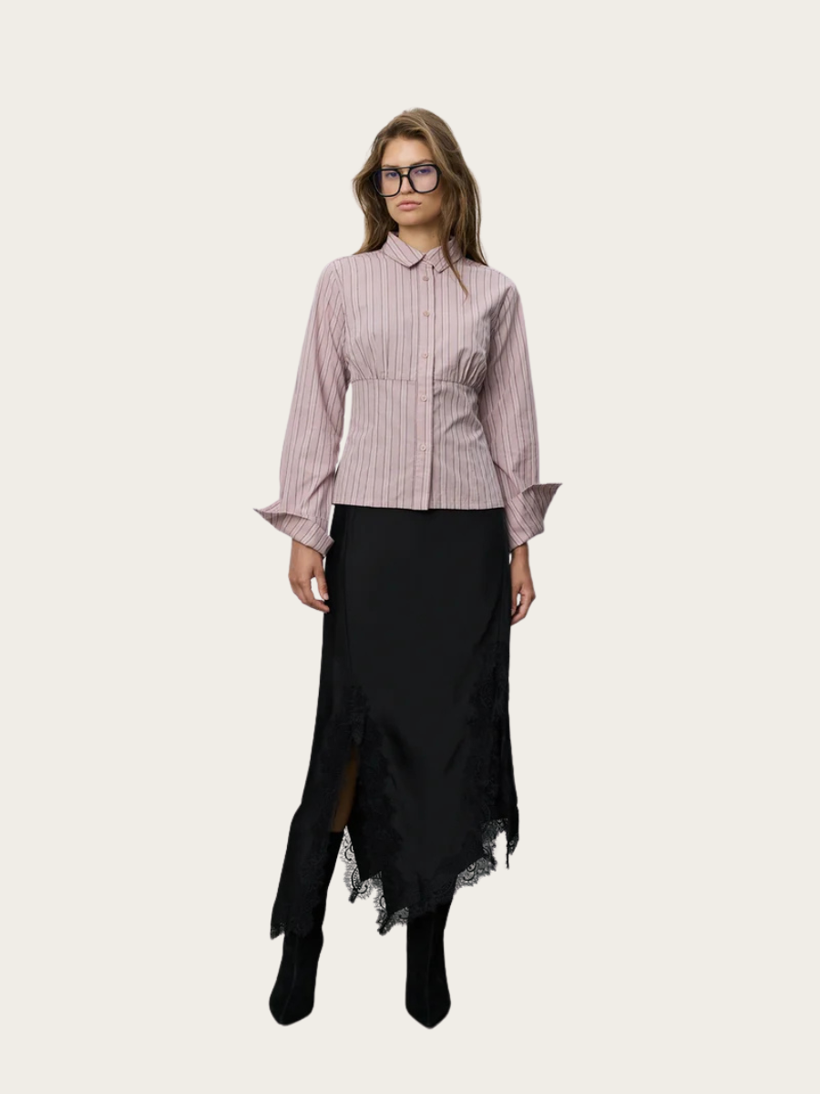 LIANU STRIPED SHIRT, DUSTY PLUM