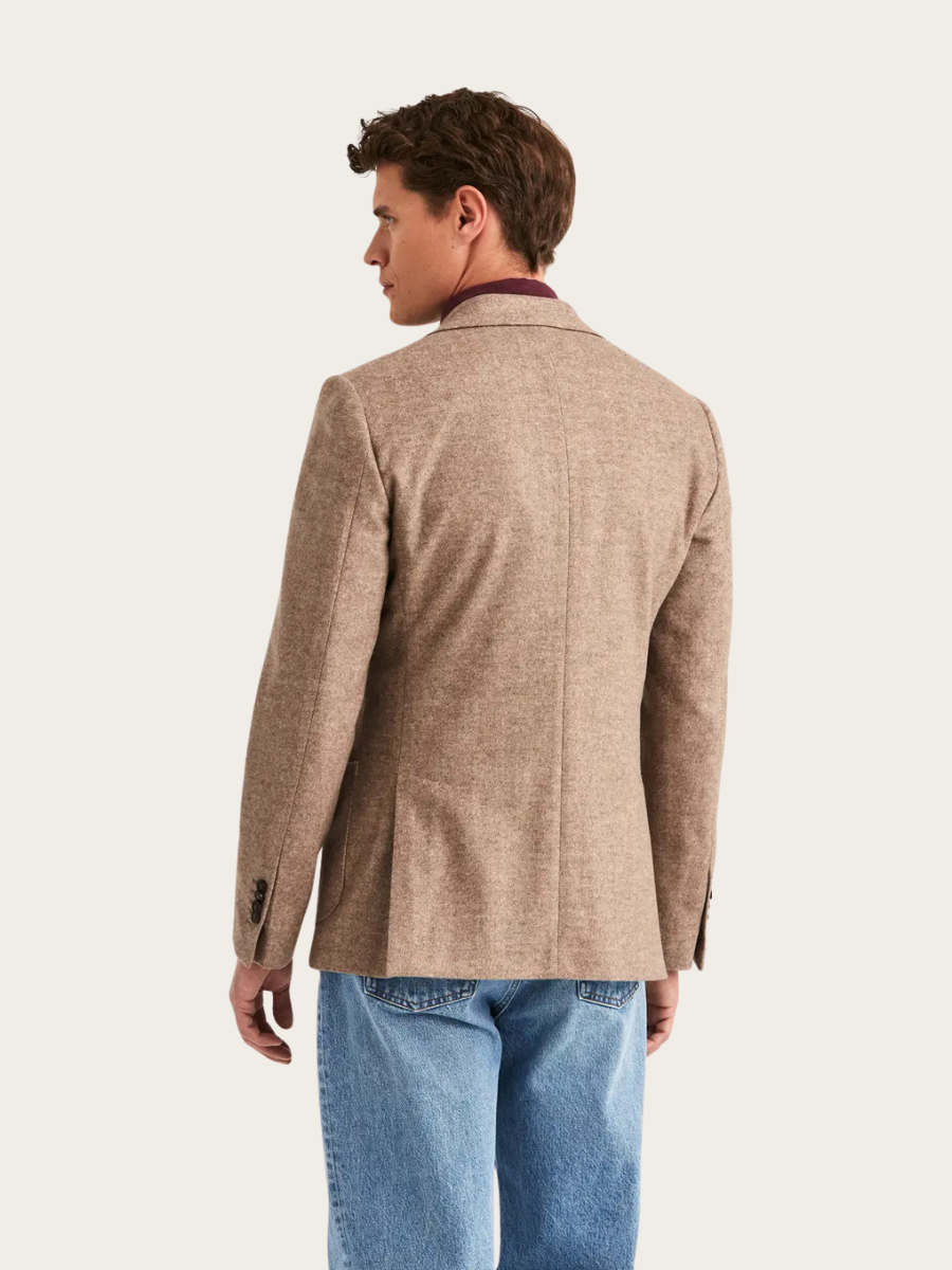 SOFT HERRINGBONE BLAZER JACKET, KHAKI