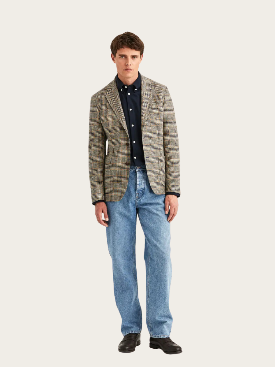 MERINO CASHMERE BLAZER JACKET, BLUE