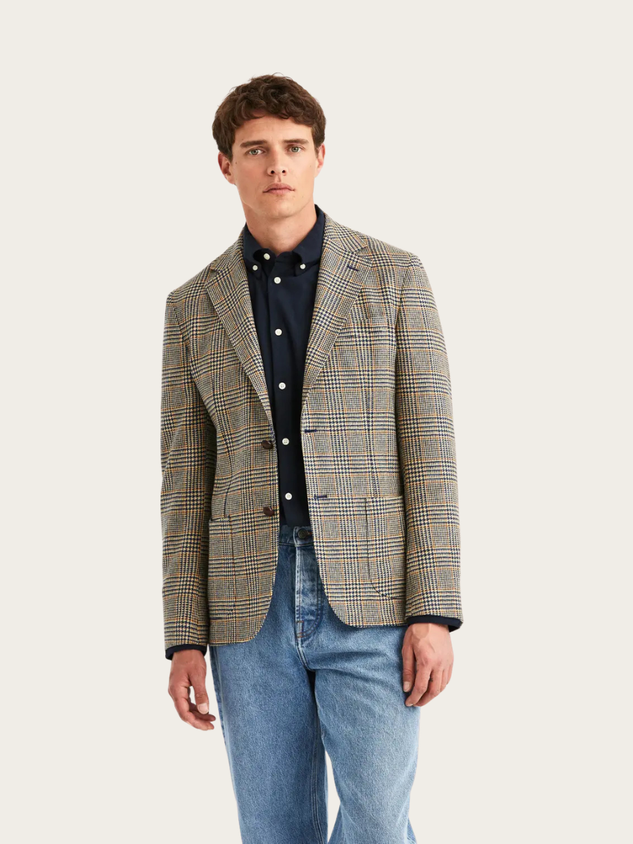 MERINO CASHMERE BLAZER JACKET, BLUE