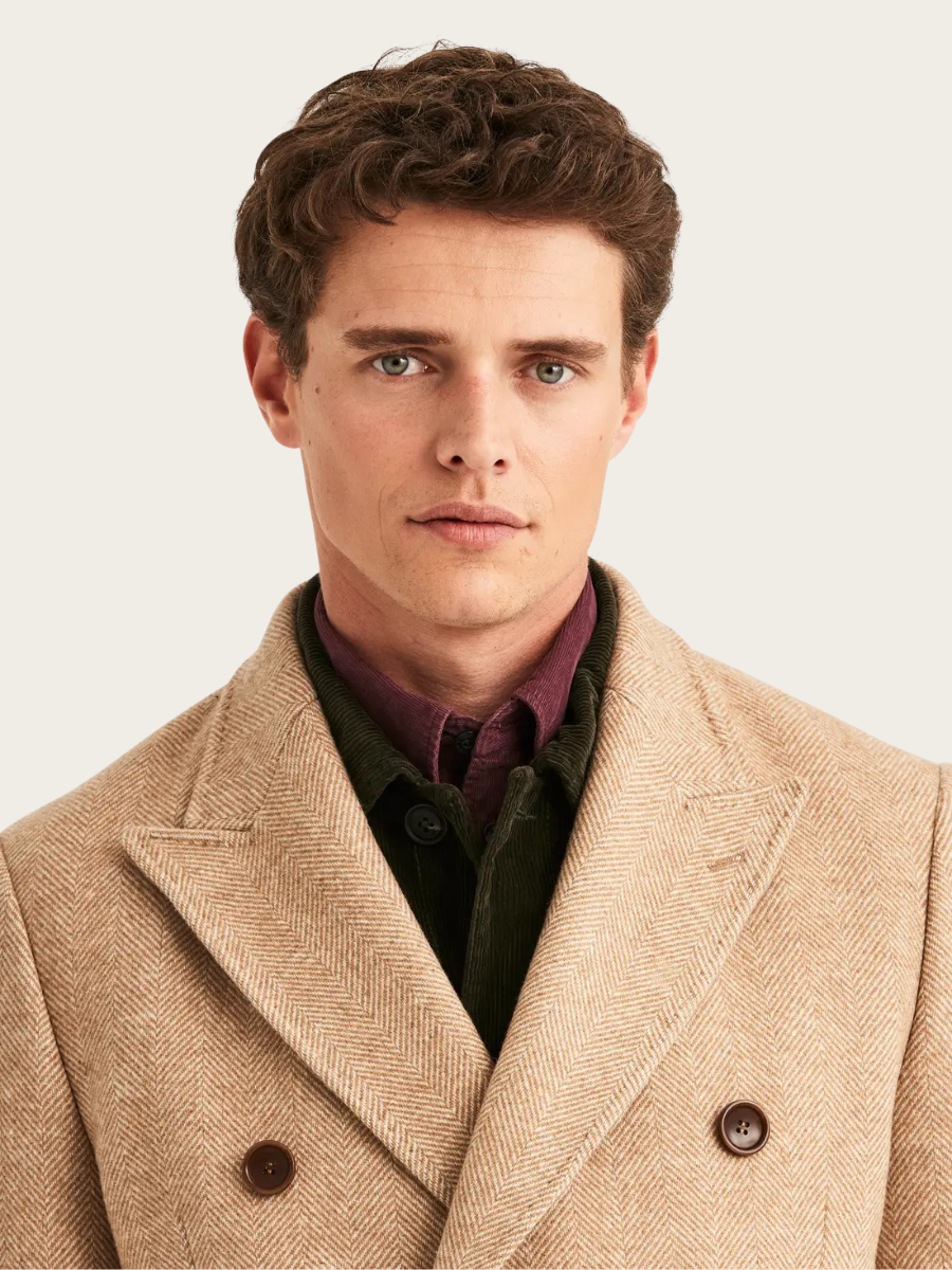 1502681007 HERRINGBONE DB COAT CAMEL