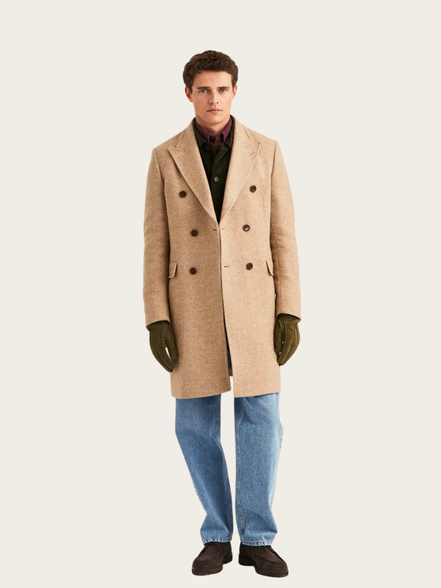 1502681007 HERRINGBONE DB COAT CAMEL