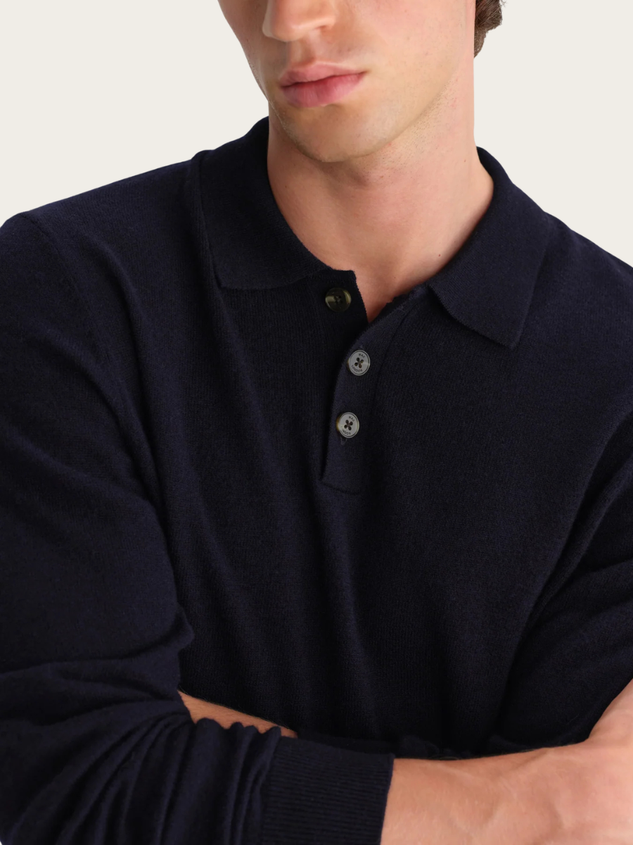 LAWRIE L/S KNITTED POLO, NAVY