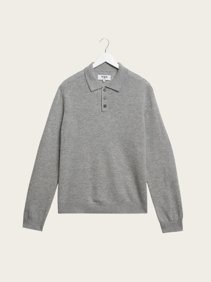 LAWRIE L/S KNITTED POLO, GREY