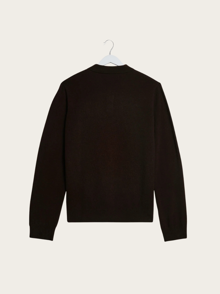 LAWRIE L/S KNITTED POLO, DARK BROWN