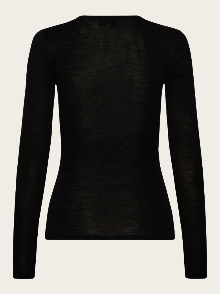 SARA CASHMERE BLEND LS BLOUSE, BLACK