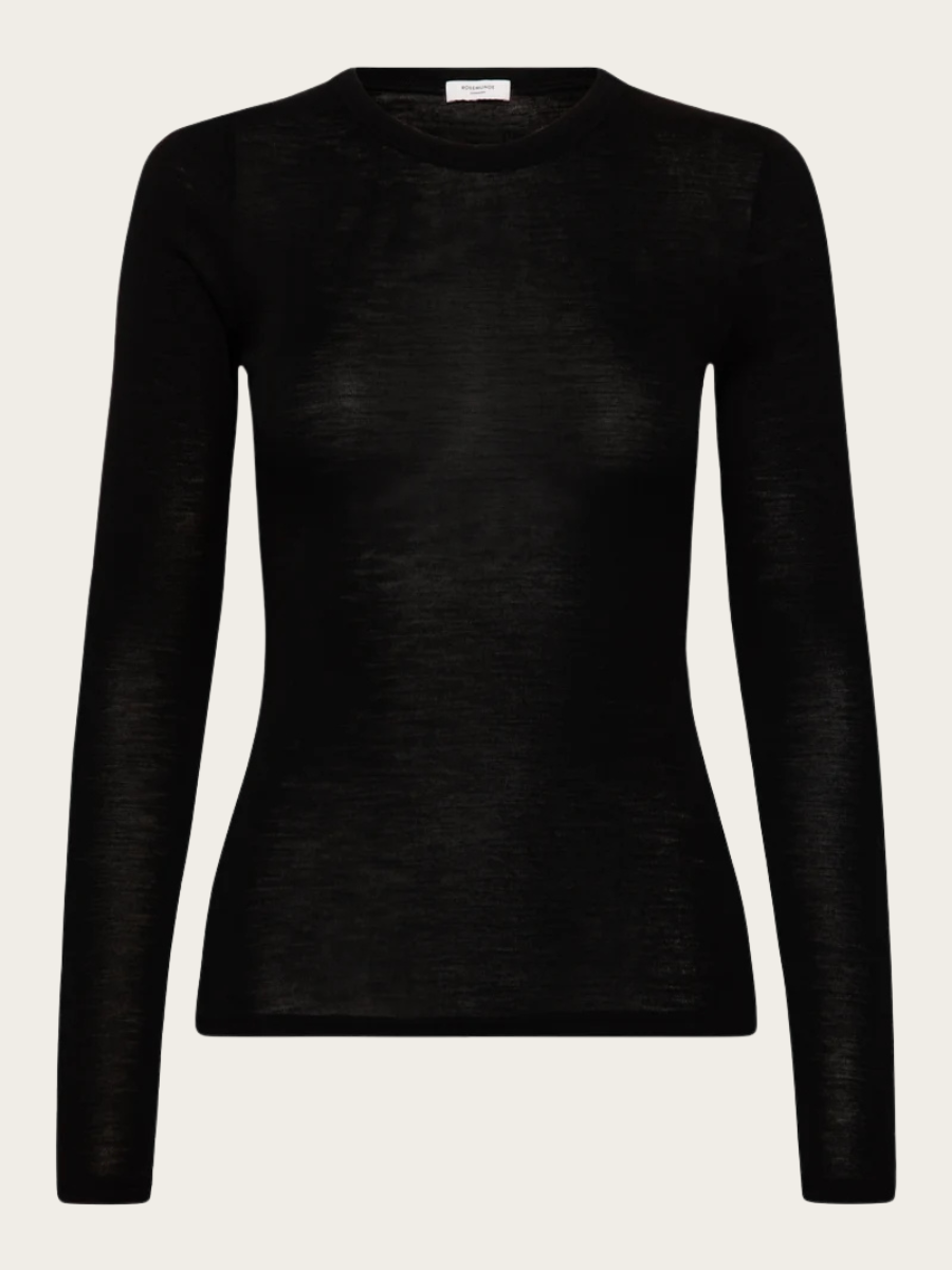 SARA CASHMERE BLEND LS BLOUSE, BLACK