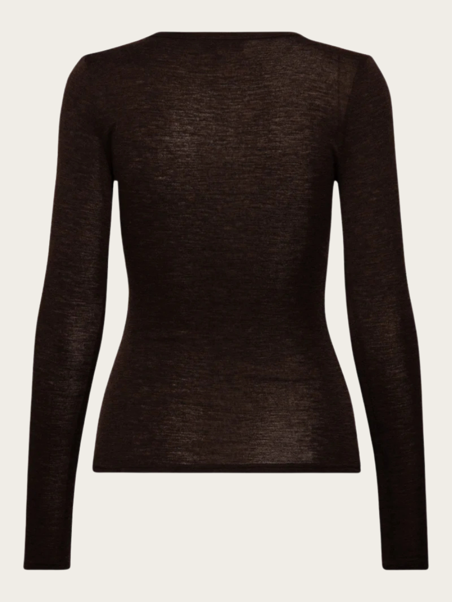 SARA CASHMERE BLEND LS BLOUSE, MOLE