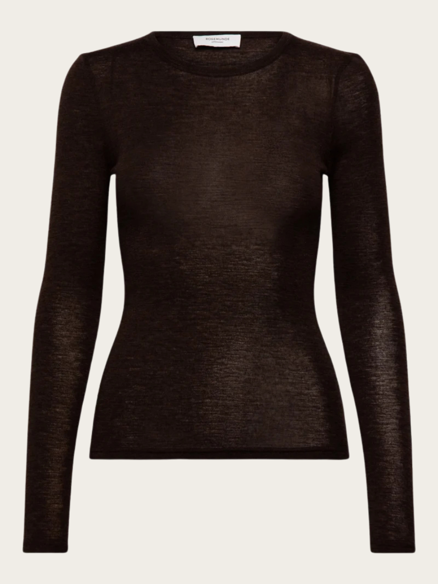 SARA CASHMERE BLEND LS BLOUSE, MOLE