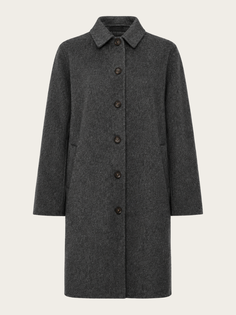 SIGNE ALPACA WOOL LS COAT, DARK GREY MELANGE