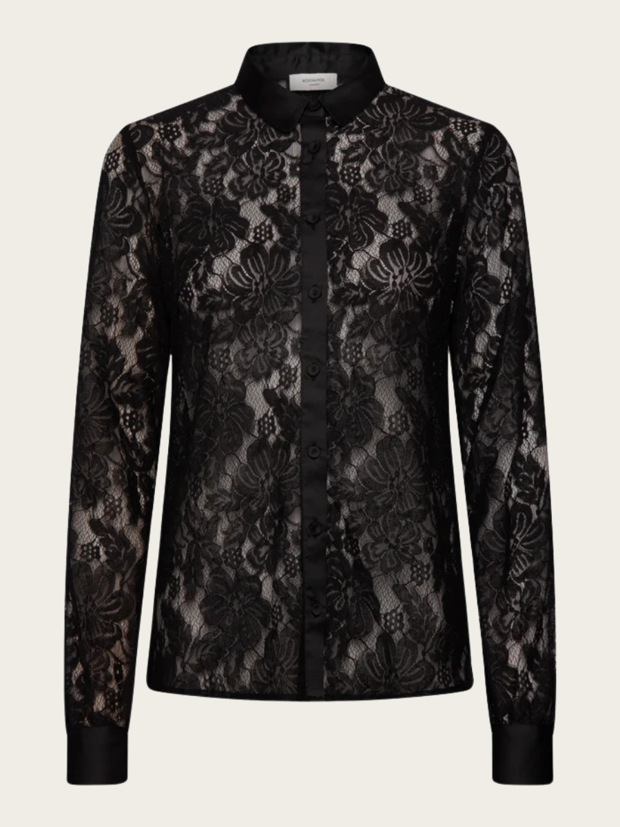 ALICE LACE LS SHIRT, BLACK