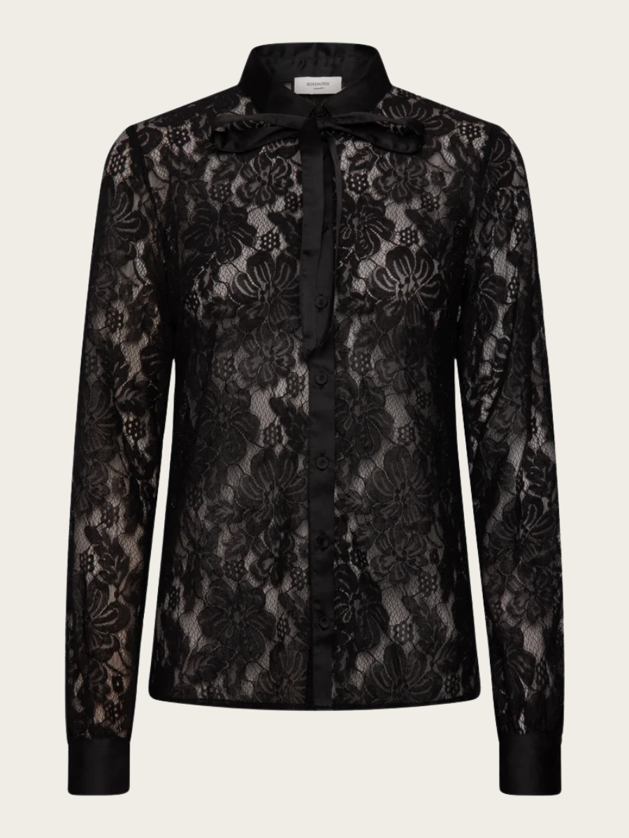 ALICE LACE LS SHIRT, BLACK