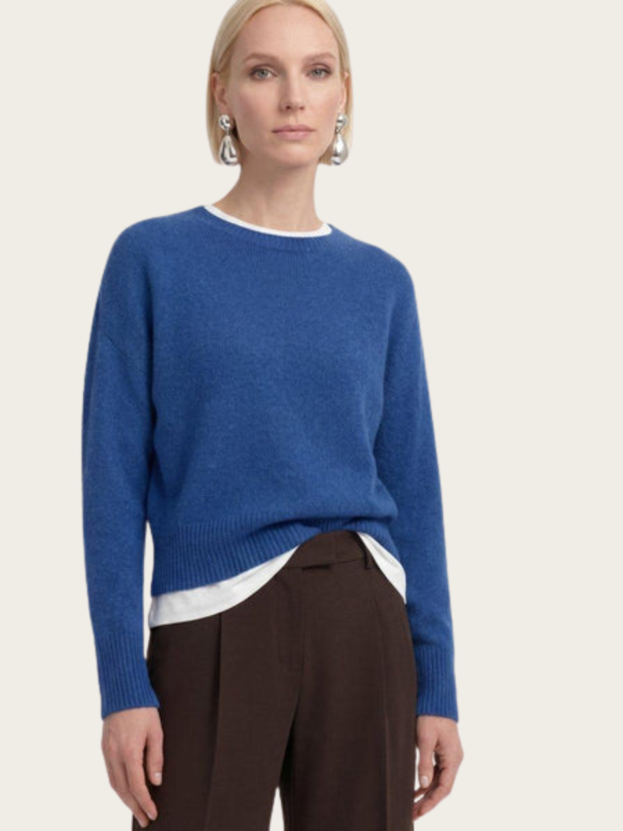 COZY BOAT NK LS PULLOVER, MISTY BLUE