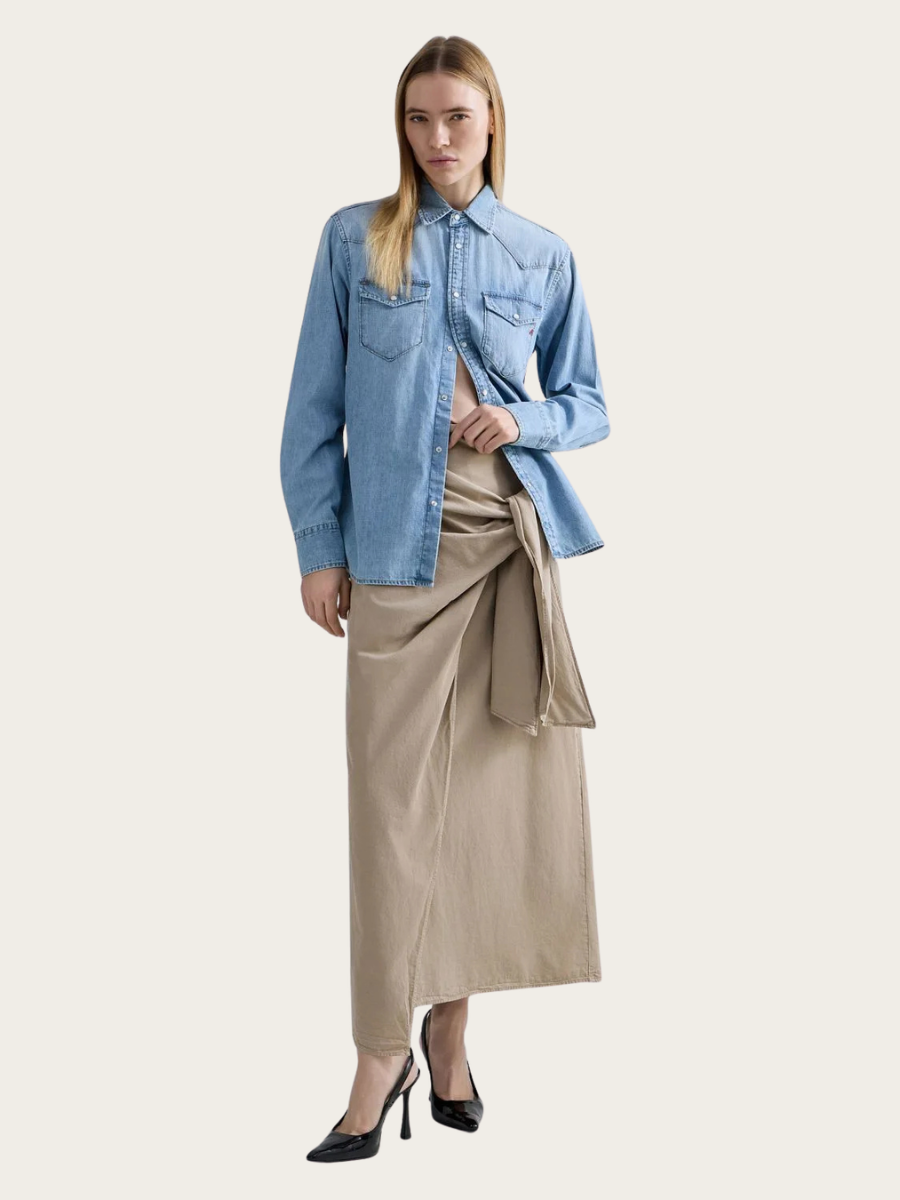 LONG TWILL SKIRT W/KNOT, CRETE