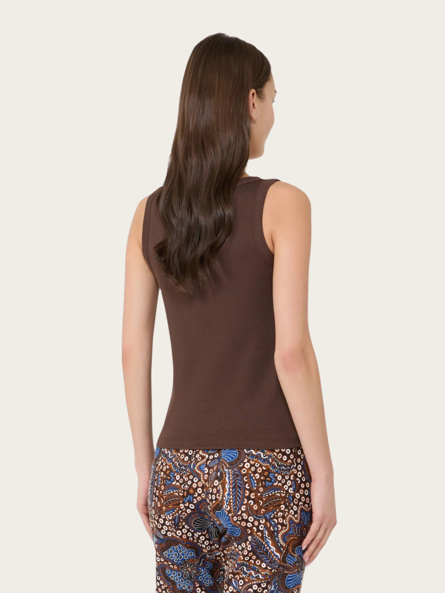 MULTIC STRETCH TOP, CHOCOLATE