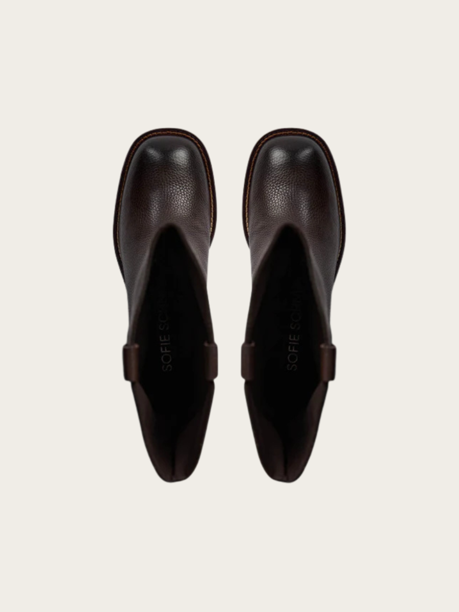 JOLENE LEATHER BOOT, DARK BROWN