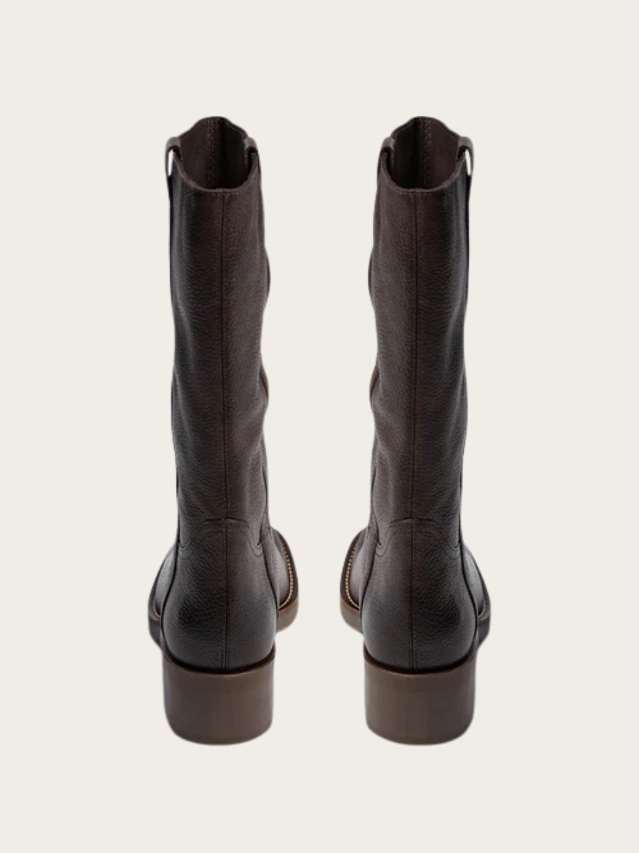 JOLENE LEATHER BOOT, DARK BROWN
