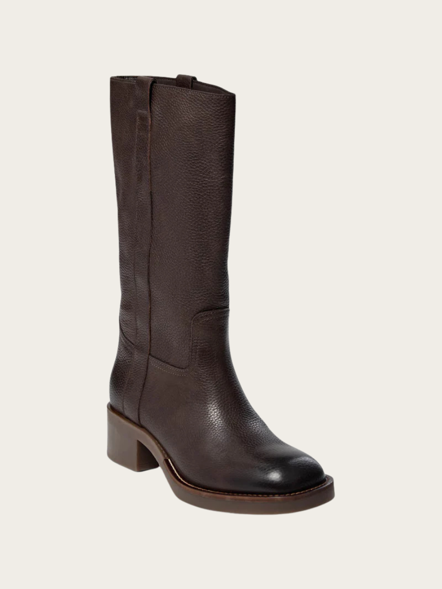 JOLENE LEATHER BOOT, DARK BROWN