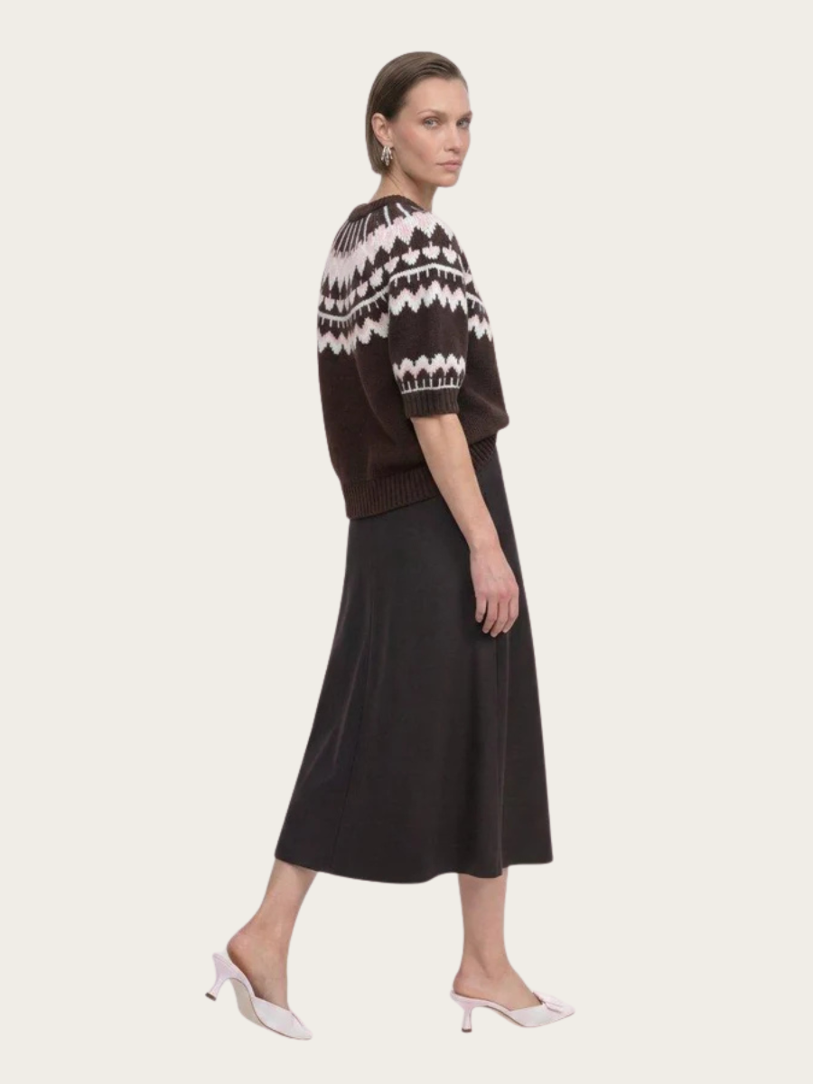 WOOL JERSEY SKIRT, CHOCOLATE BROWN