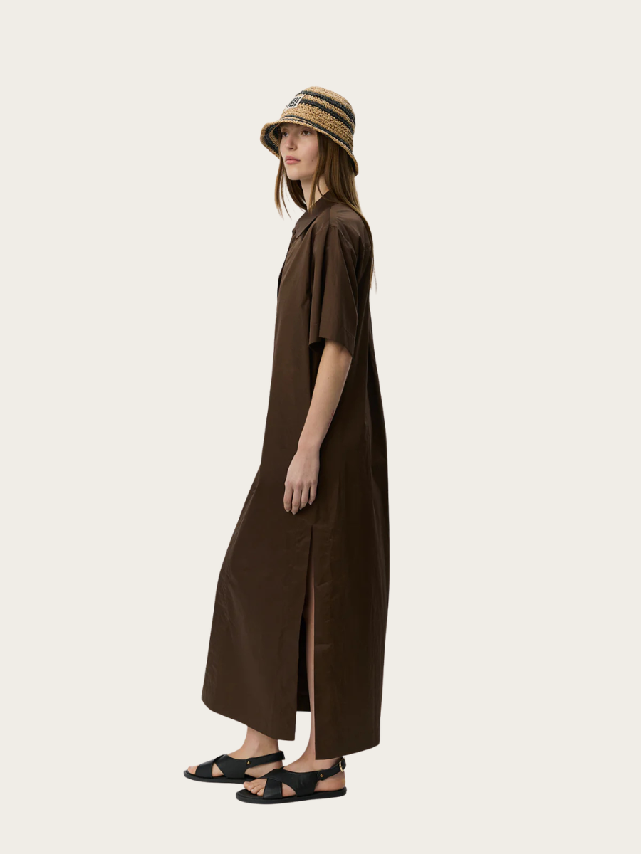 ASANA OVERSIZE SHIRT DRESS, INTENSE BROWN