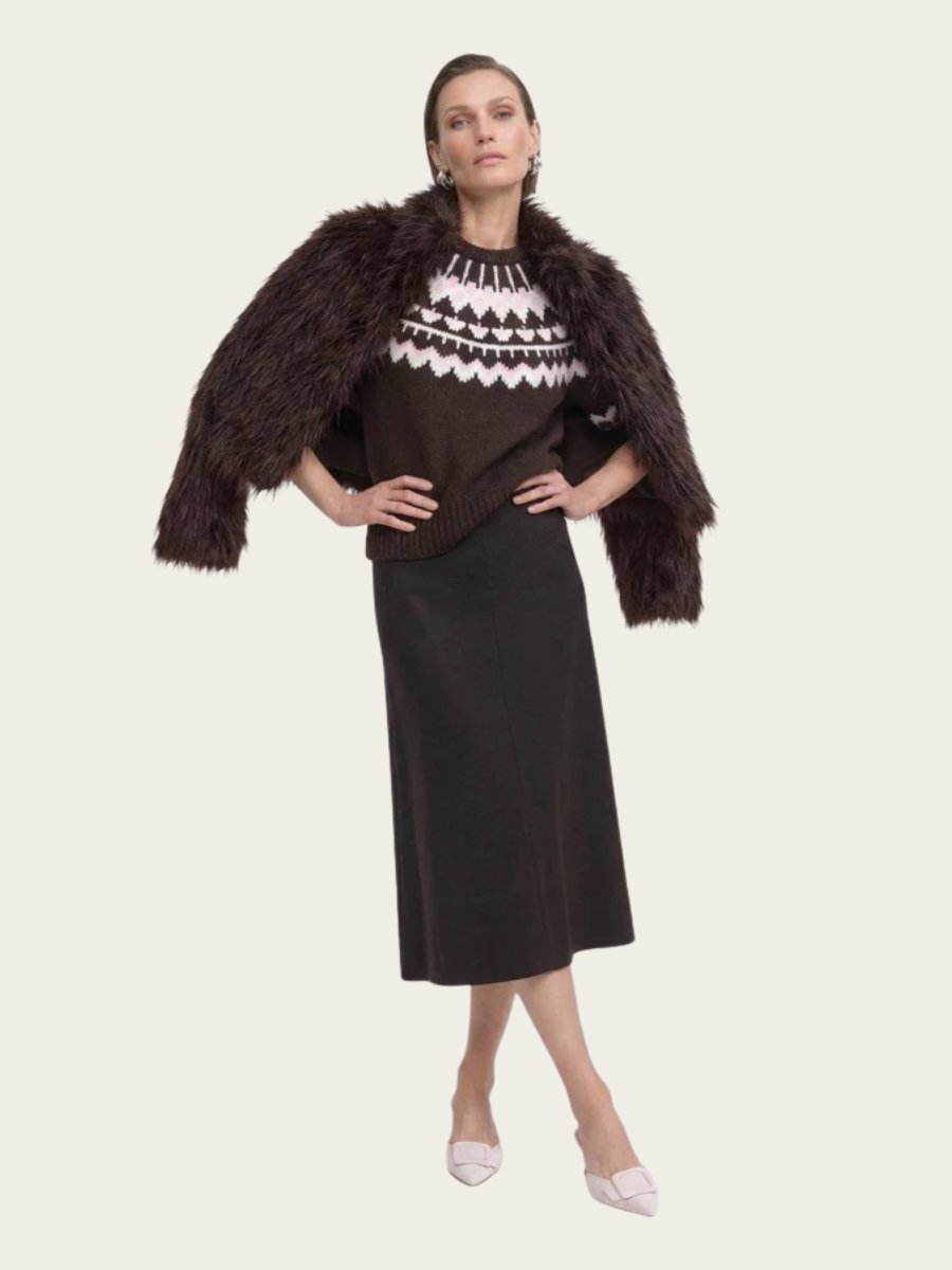 WOOL JERSEY SKIRT, CHOCOLATE BROWN