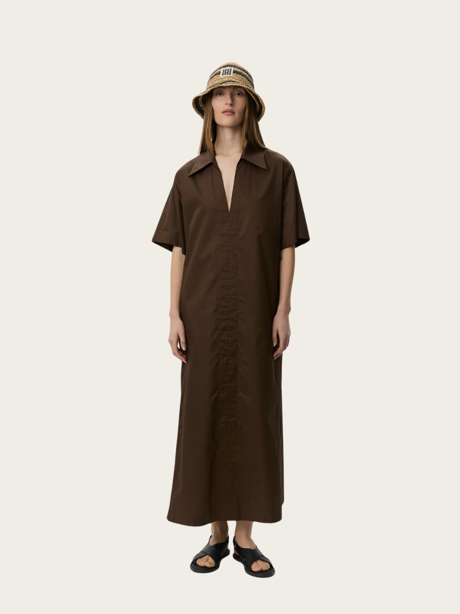ASANA OVERSIZE SHIRT DRESS, INTENSE BROWN