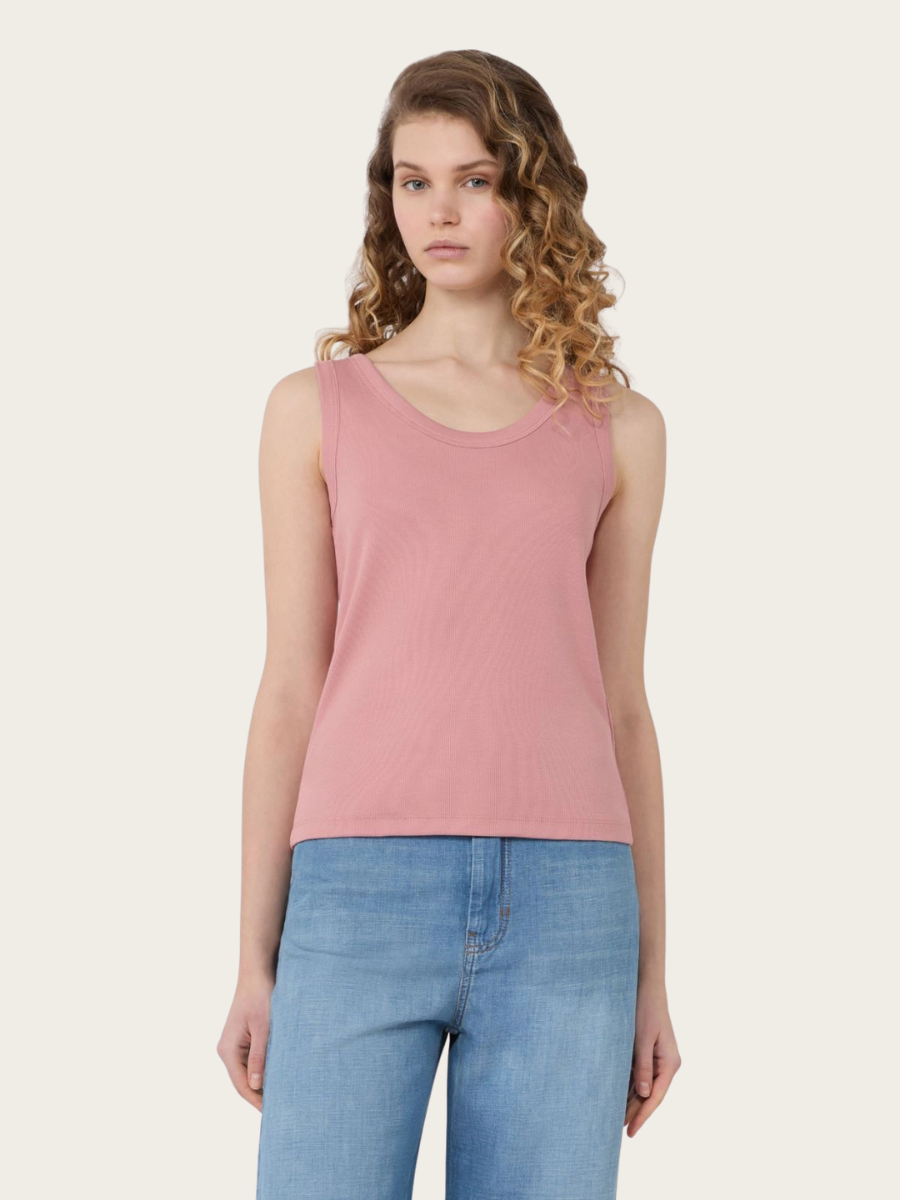 MULTIC STRETCH COTTON TOP, ANTIQUE ROSE