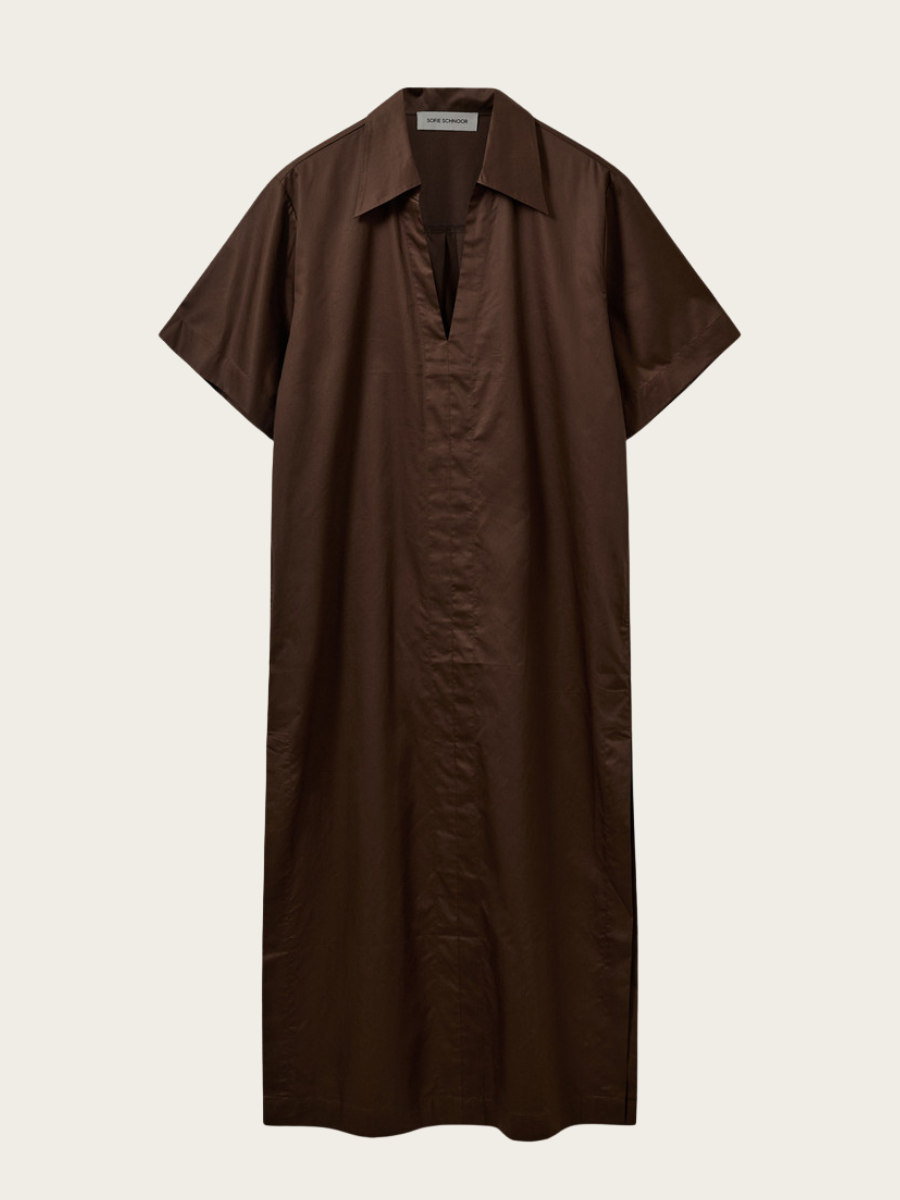 ASANA OVERSIZE SHIRT DRESS, INTENSE BROWN