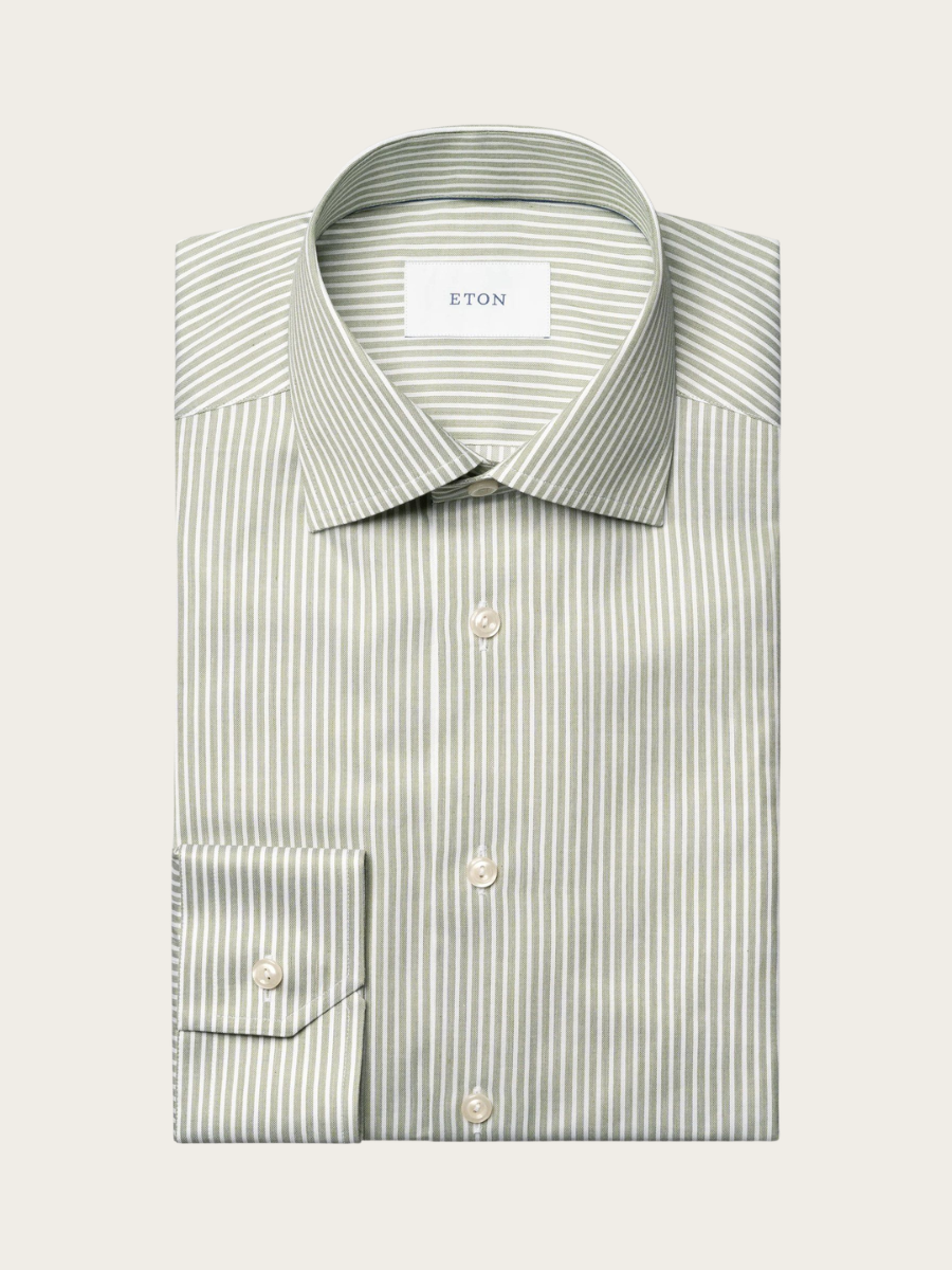 STRIPED SIGNATURE TWILL SHIRT, GREEN