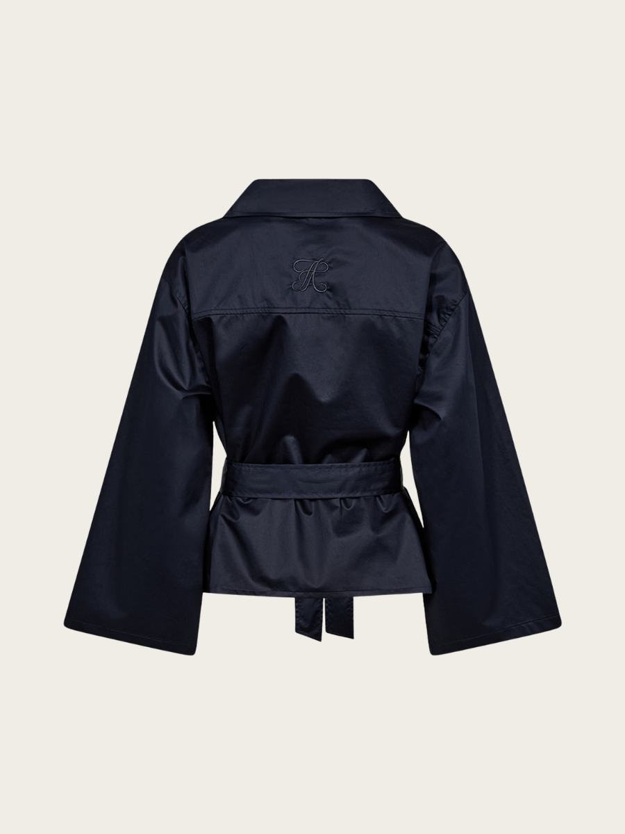 SKYLAR HALFPLACKET BLOUSE, DEEP DARK NAVY